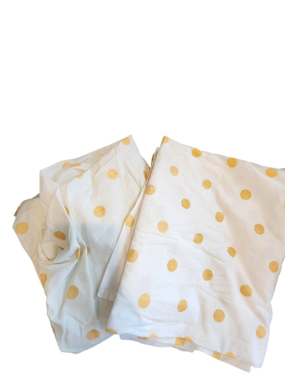 The Land Of Nod Twin Fitted & Flat Sheet Yellow Polka Dot Print Cotton